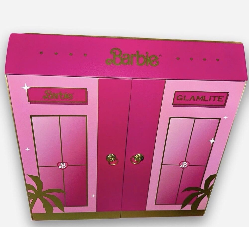 Barbie x Glamlite Barbie Pink/Gold Makeup Vanity Case with Mirror